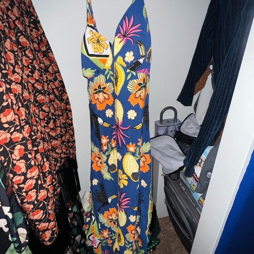 Tropical Floral Maxi Dress in Blue by [Brand]